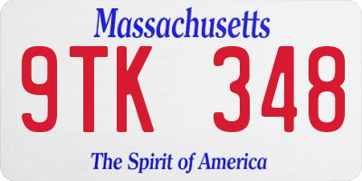 MA license plate 9TK348