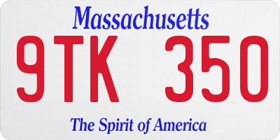 MA license plate 9TK350