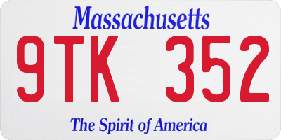 MA license plate 9TK352