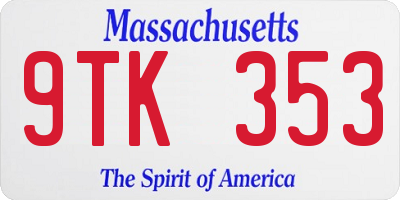 MA license plate 9TK353