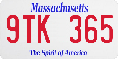 MA license plate 9TK365