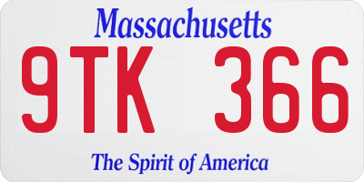 MA license plate 9TK366
