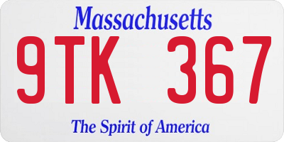 MA license plate 9TK367