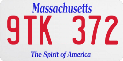 MA license plate 9TK372