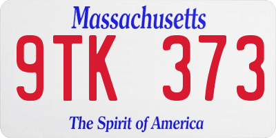 MA license plate 9TK373