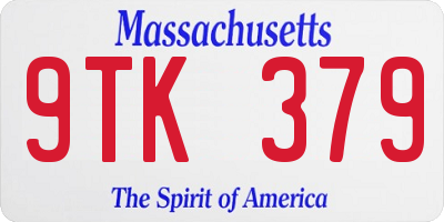 MA license plate 9TK379