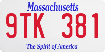 MA license plate 9TK381