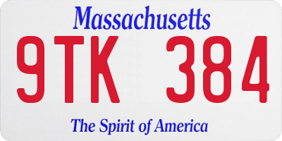 MA license plate 9TK384