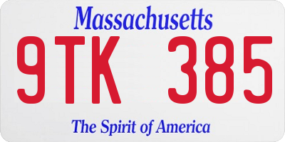MA license plate 9TK385