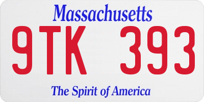 MA license plate 9TK393