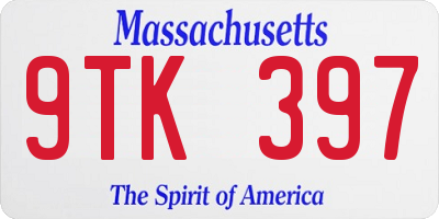 MA license plate 9TK397
