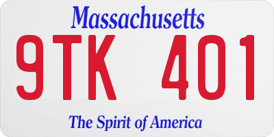 MA license plate 9TK401