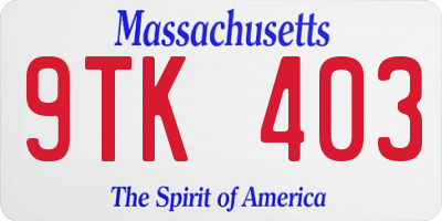 MA license plate 9TK403