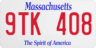 MA license plate 9TK408