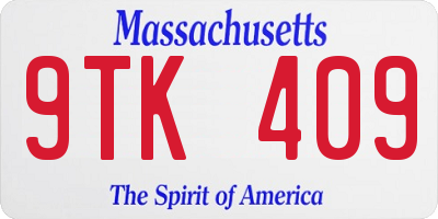 MA license plate 9TK409