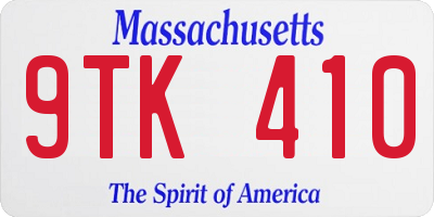 MA license plate 9TK410