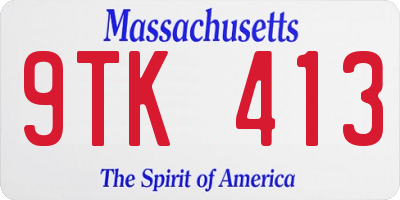 MA license plate 9TK413