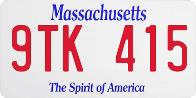 MA license plate 9TK415