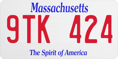 MA license plate 9TK424