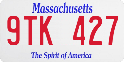 MA license plate 9TK427