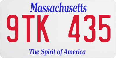MA license plate 9TK435
