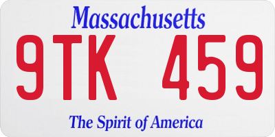 MA license plate 9TK459