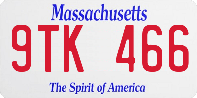 MA license plate 9TK466
