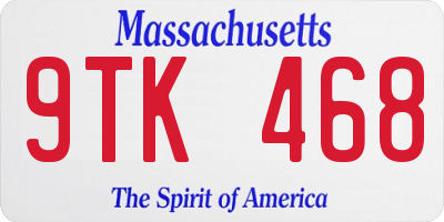 MA license plate 9TK468