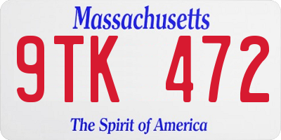 MA license plate 9TK472
