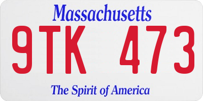 MA license plate 9TK473