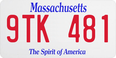 MA license plate 9TK481
