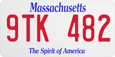 MA license plate 9TK482