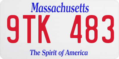 MA license plate 9TK483