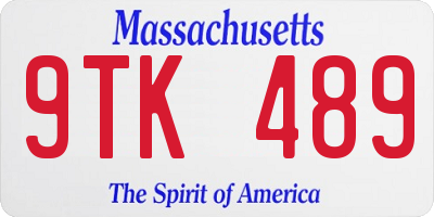 MA license plate 9TK489