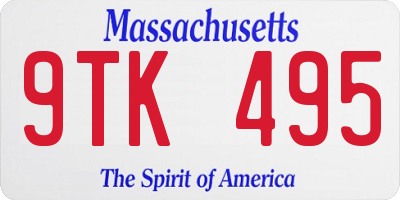 MA license plate 9TK495