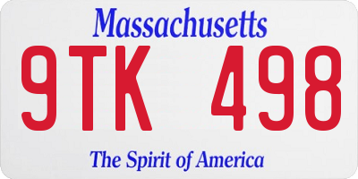 MA license plate 9TK498