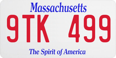 MA license plate 9TK499