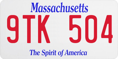 MA license plate 9TK504