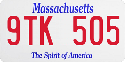 MA license plate 9TK505