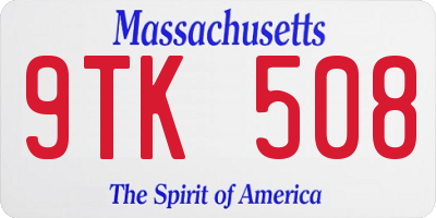 MA license plate 9TK508