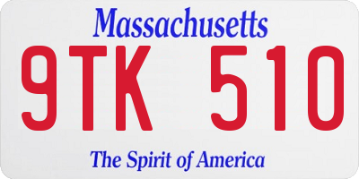 MA license plate 9TK510