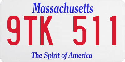MA license plate 9TK511