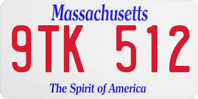MA license plate 9TK512