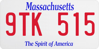 MA license plate 9TK515
