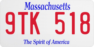 MA license plate 9TK518