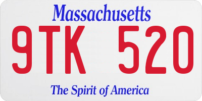MA license plate 9TK520
