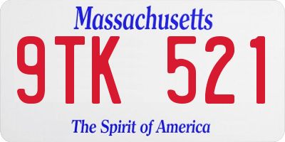 MA license plate 9TK521