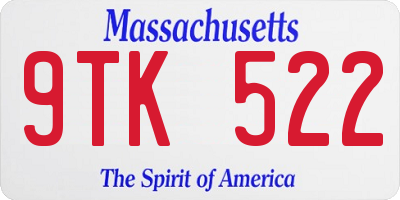 MA license plate 9TK522