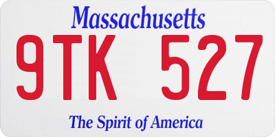 MA license plate 9TK527
