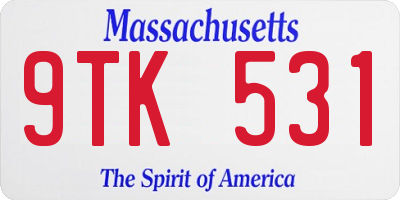 MA license plate 9TK531